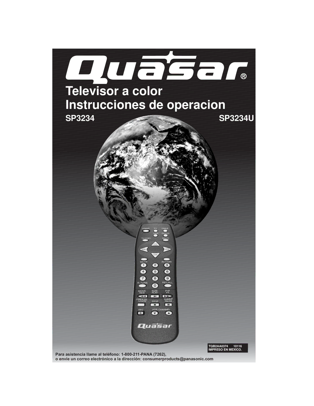 Quasar SP3234, SP3234U manual Televisor a color Instrucciones de operacion 