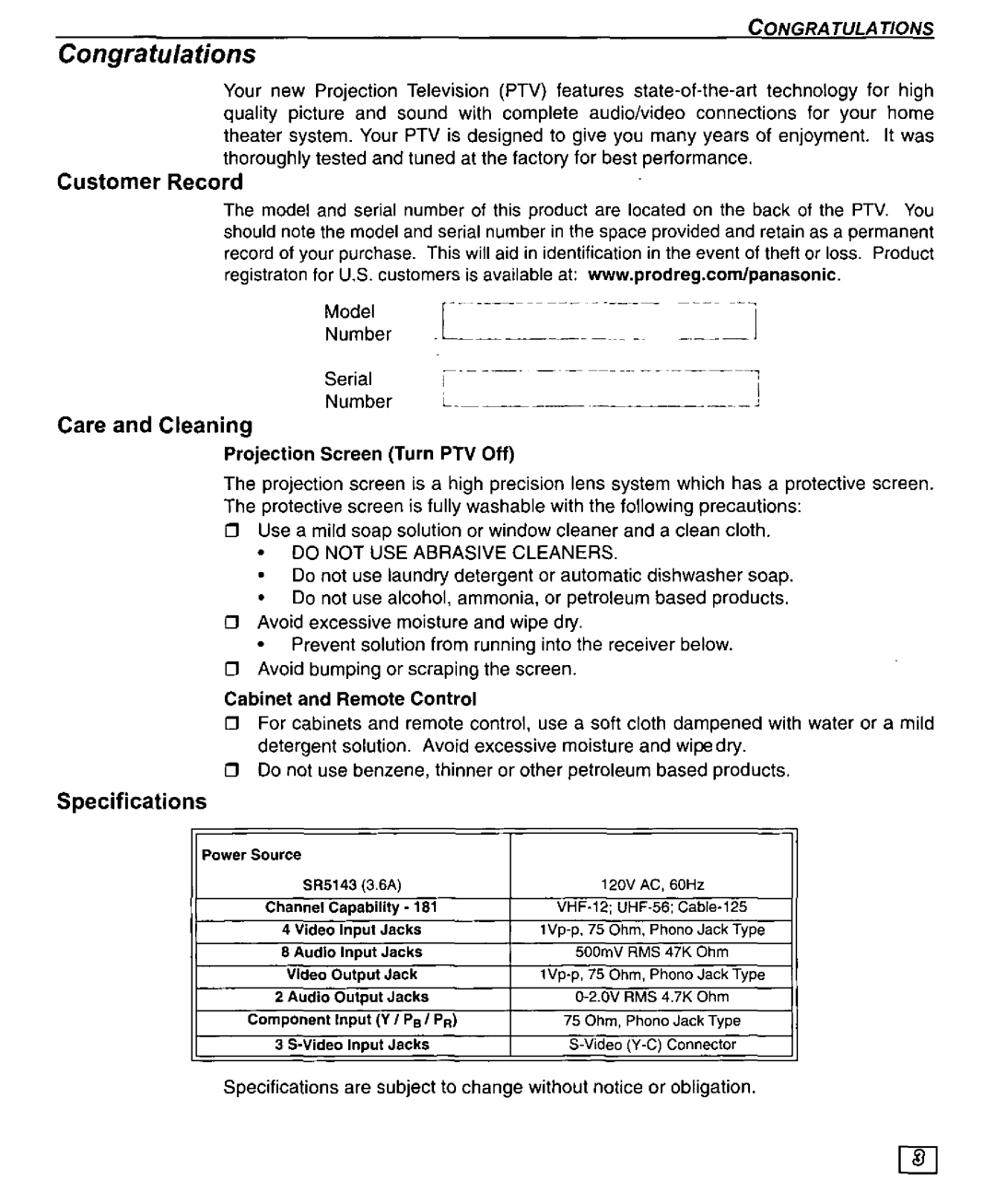 Quasar SR5143 manual 