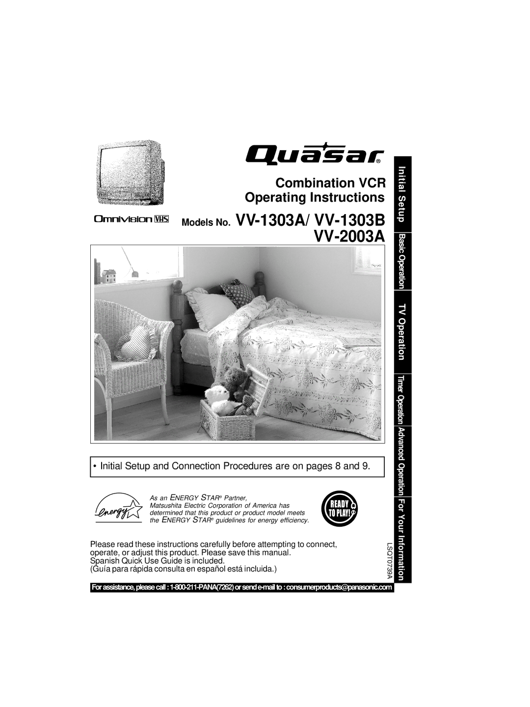 Quasar V V-1303A, V V-1303B, V V-2003A operating instructions Models No. VV-1303A/ VV-1303B VV-2003A 