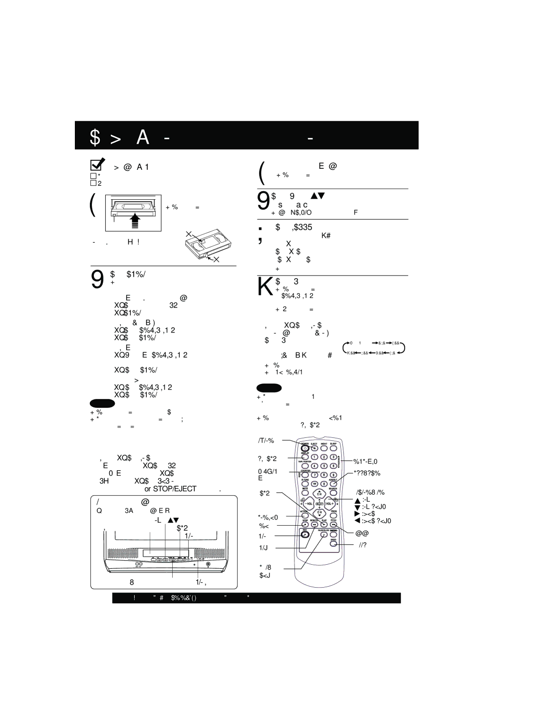 Quasar V V-1303B, V V-1303A, V V-2003A operating instructions Playback a Tape 