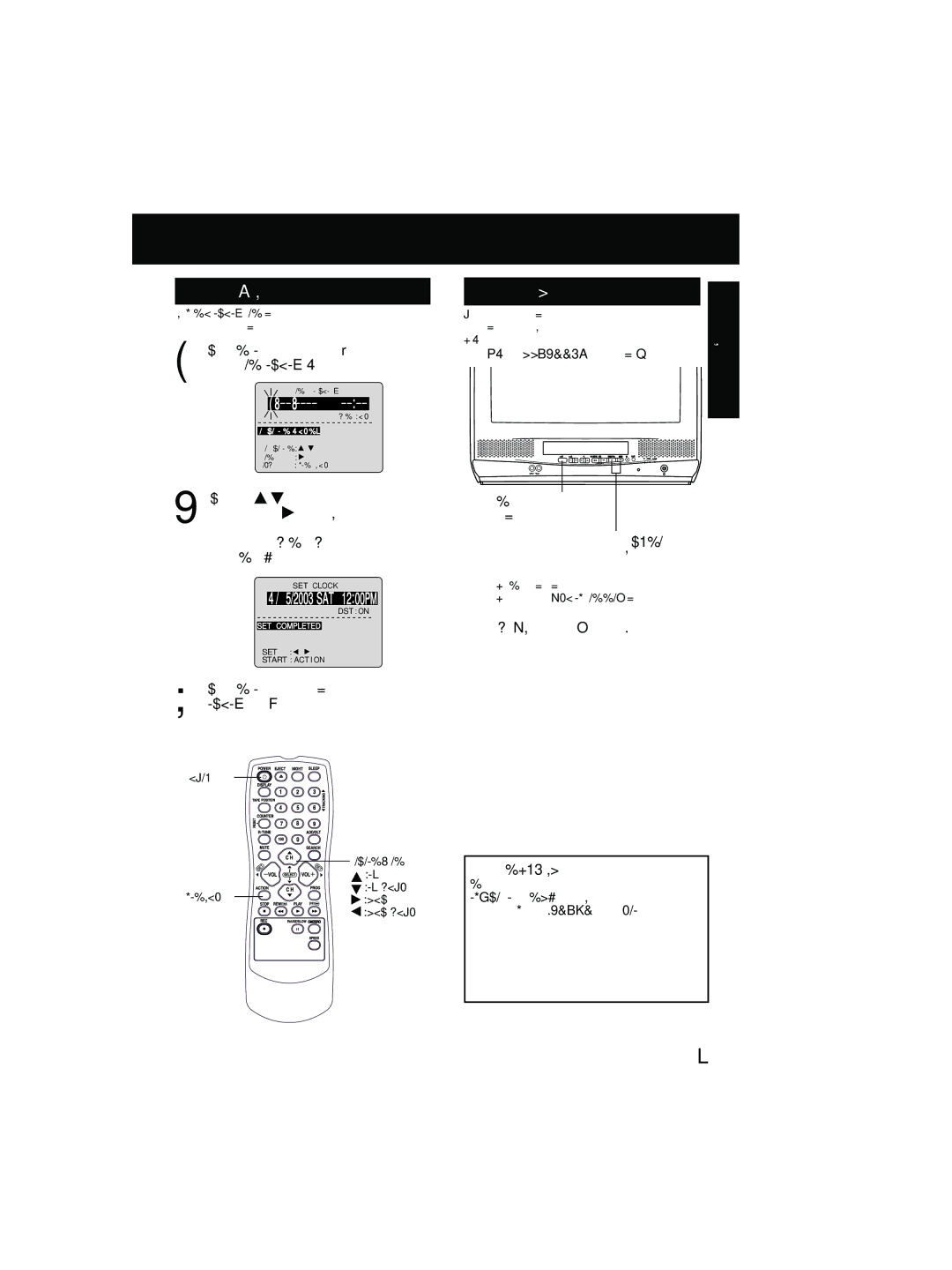 Quasar V V-1303B, V V-1303A, V V-2003A operating instructions Manual Clock Set, Press 