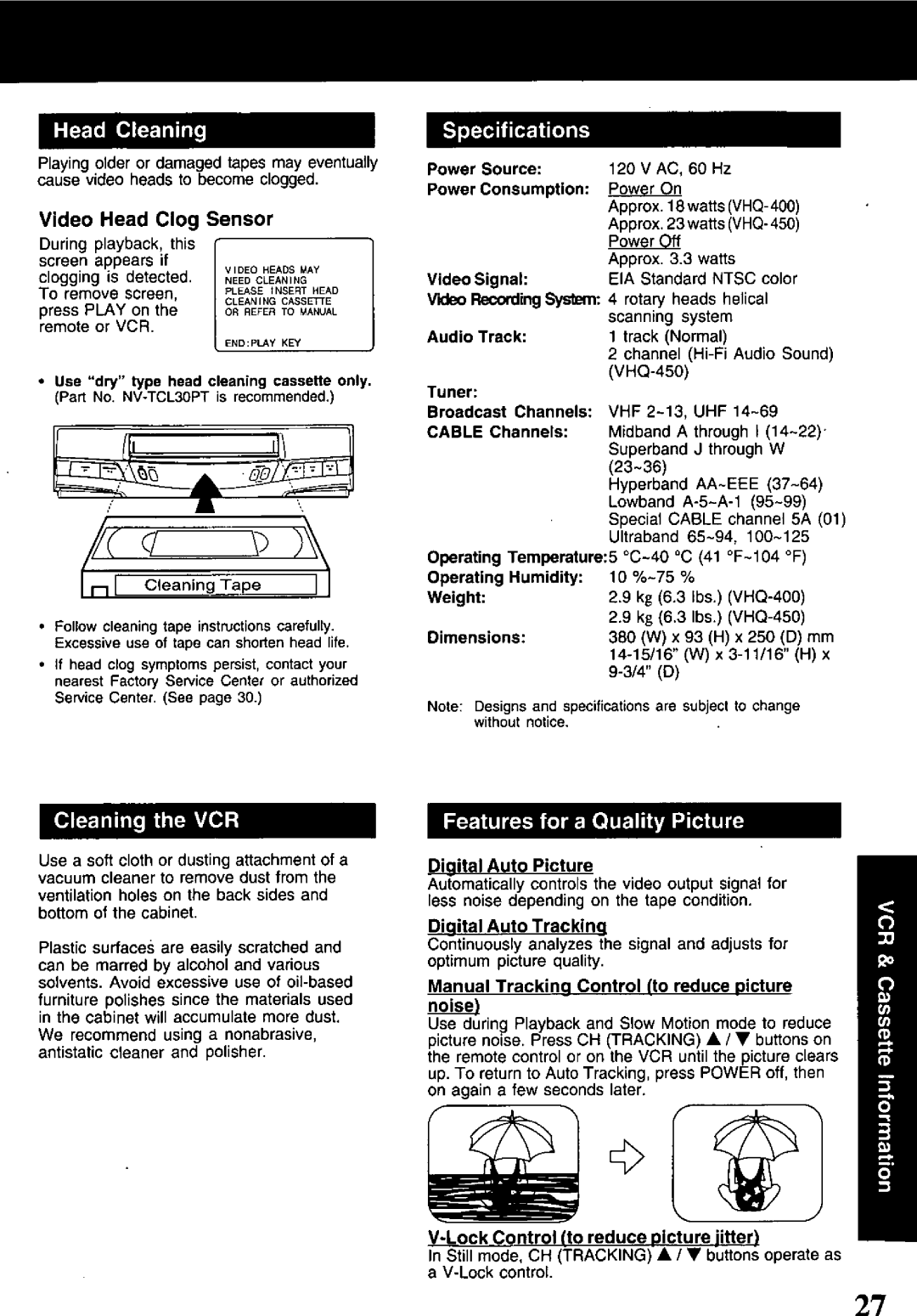 Quasar VHQ-400 manual 