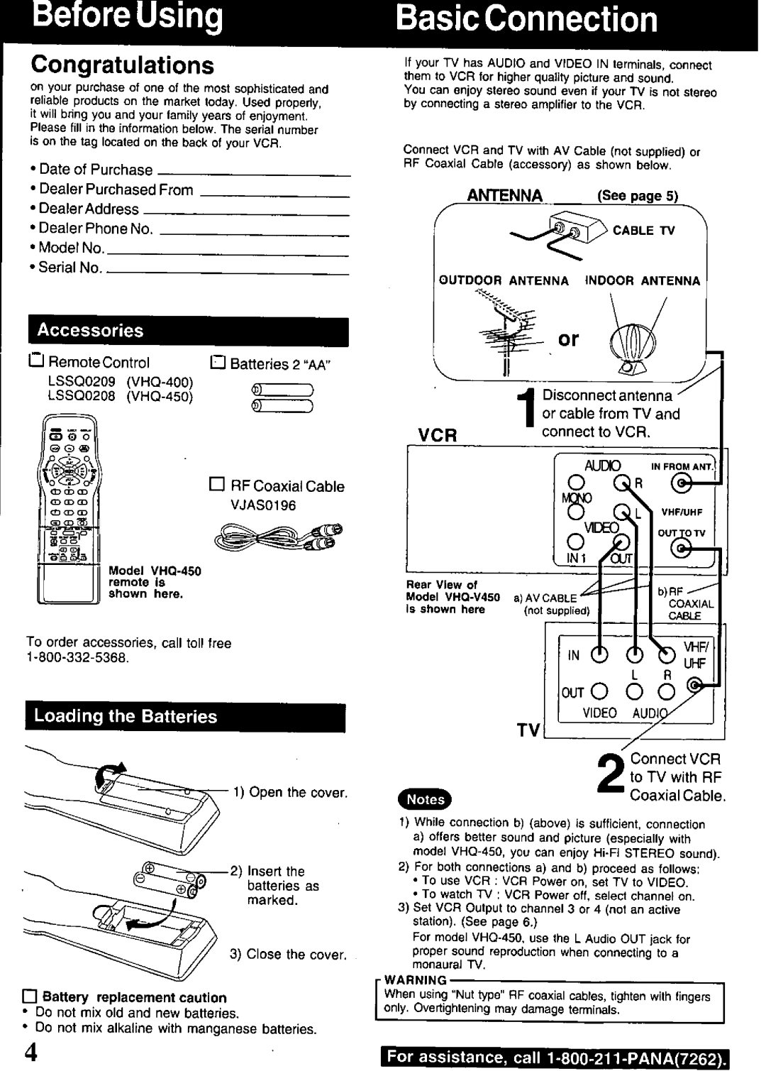 Quasar VHQ-400 manual 