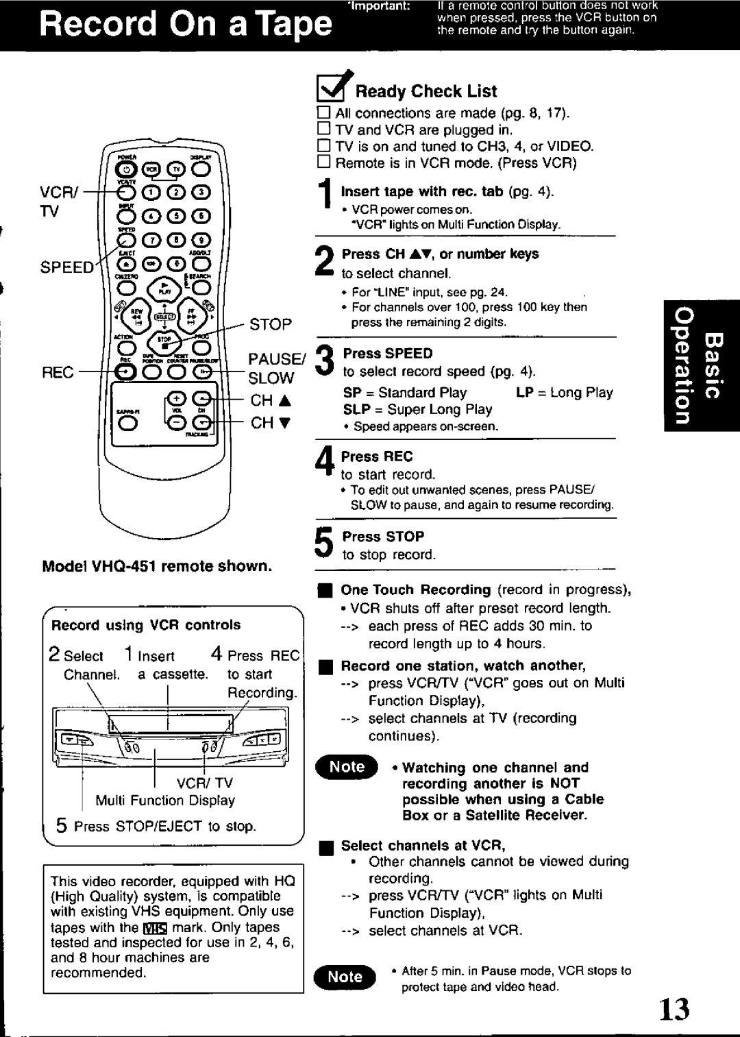 Quasar VHQ-451, VHQ-401 manual 