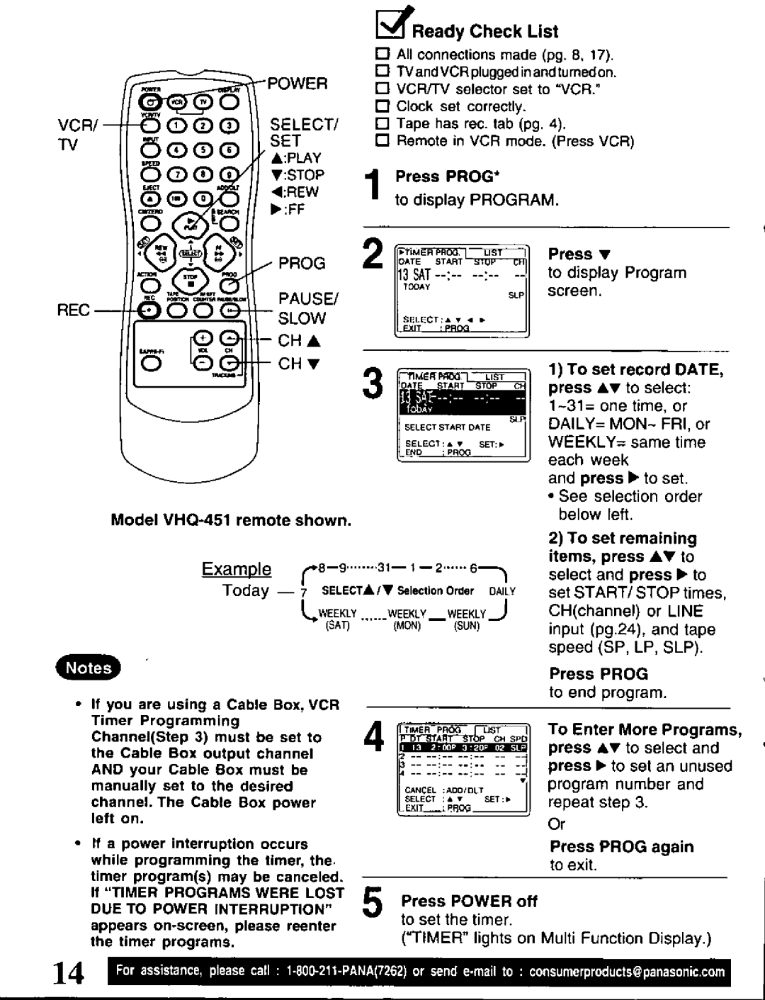 Quasar VHQ-401, VHQ-451 manual 