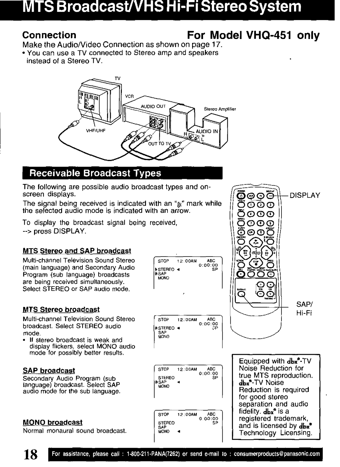 Quasar VHQ-401, VHQ-451 manual 