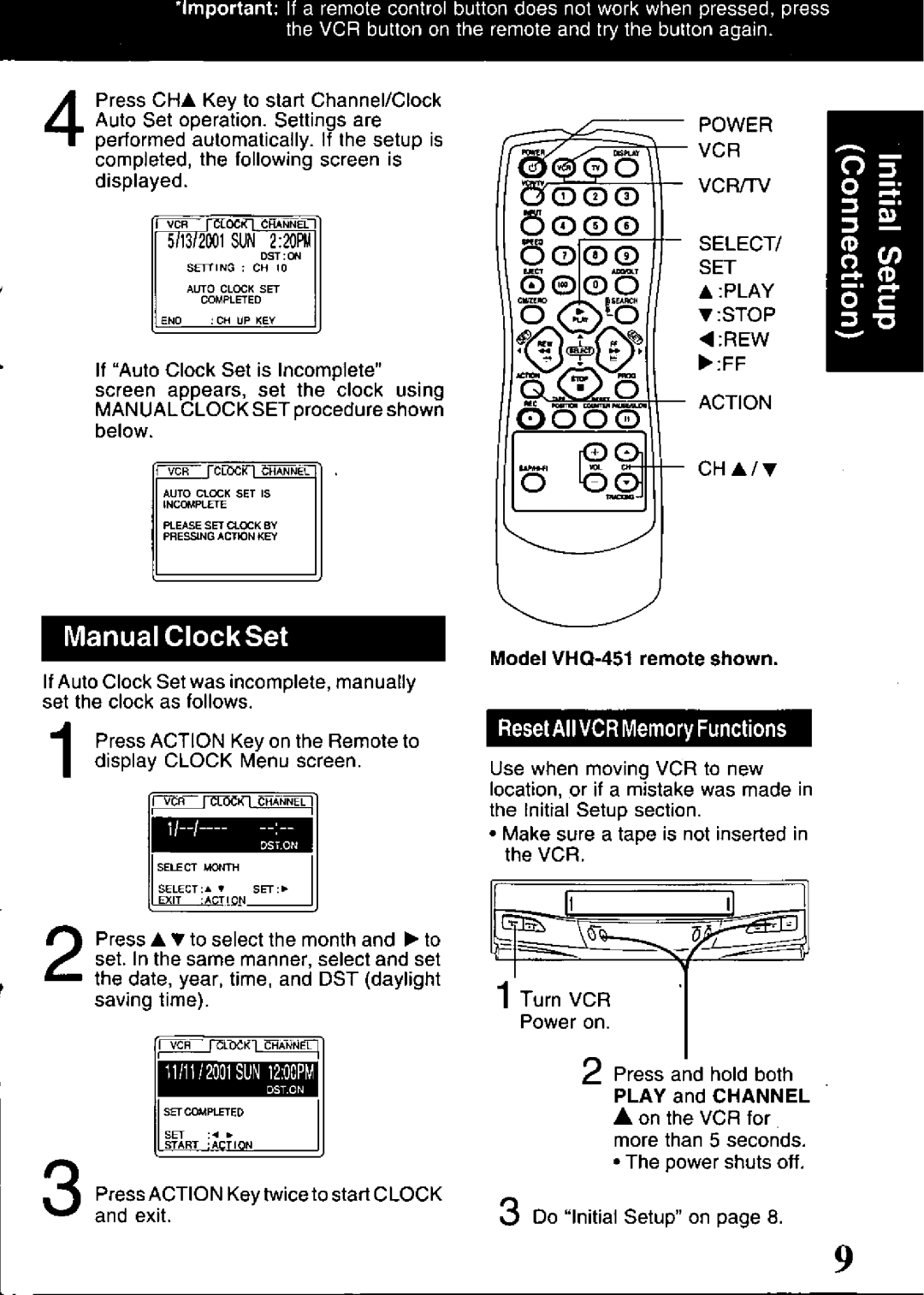 Quasar VHQ-451, VHQ-401 manual 