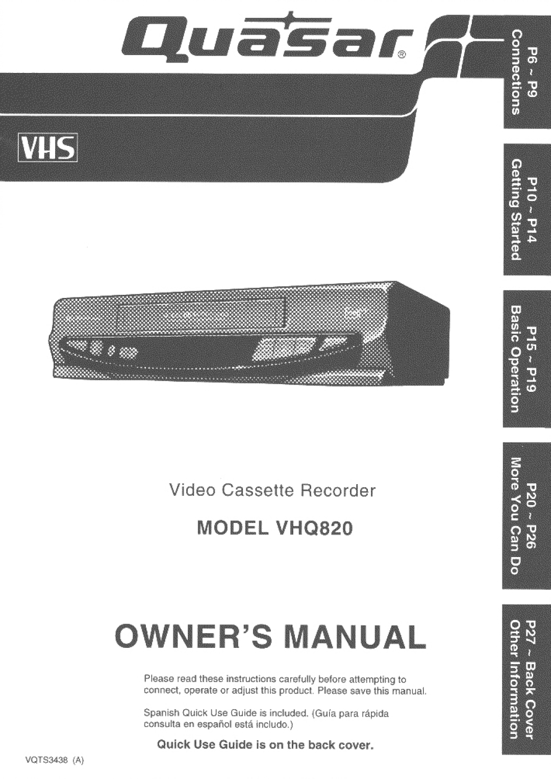 Quasar VHQ820 manual 