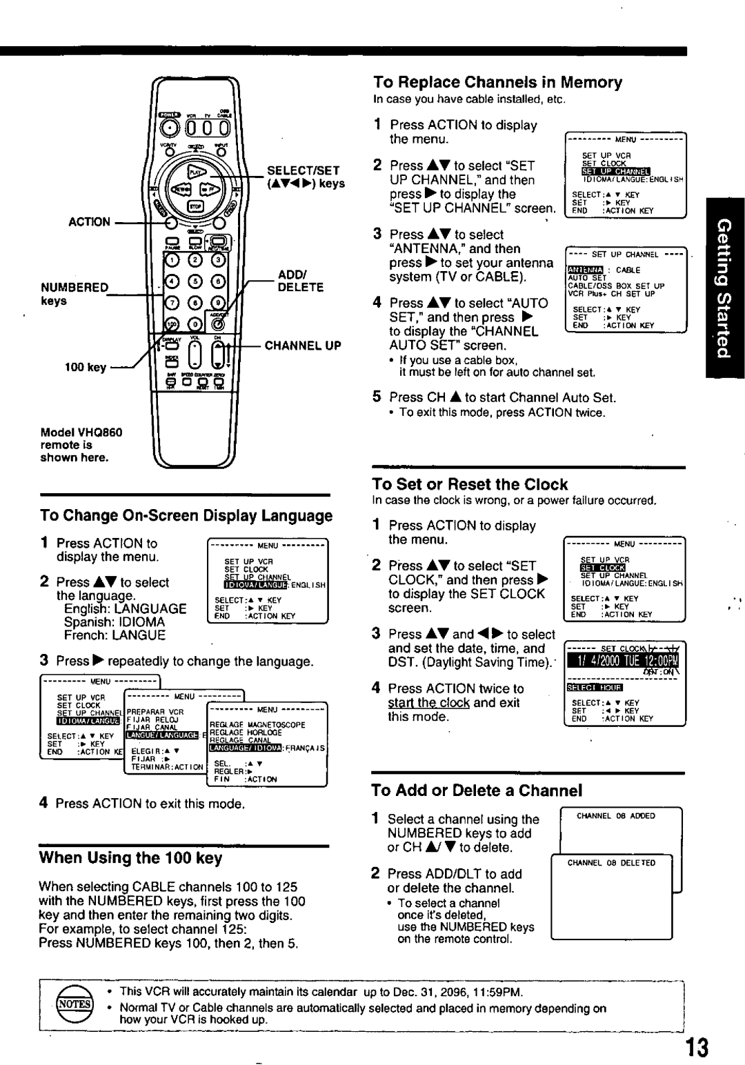 Quasar VHQ860, VHQ840 manual 