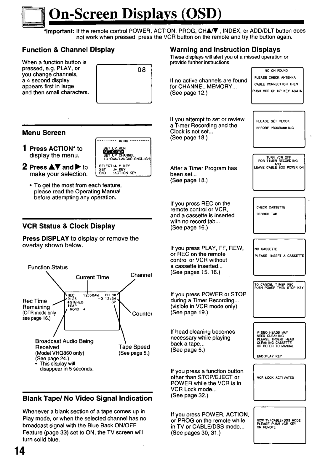 Quasar VHQ840, VHQ860 manual 