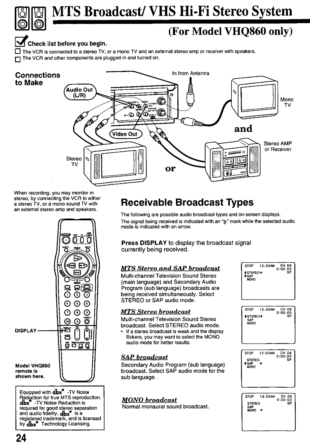 Quasar VHQ840, VHQ860 manual 