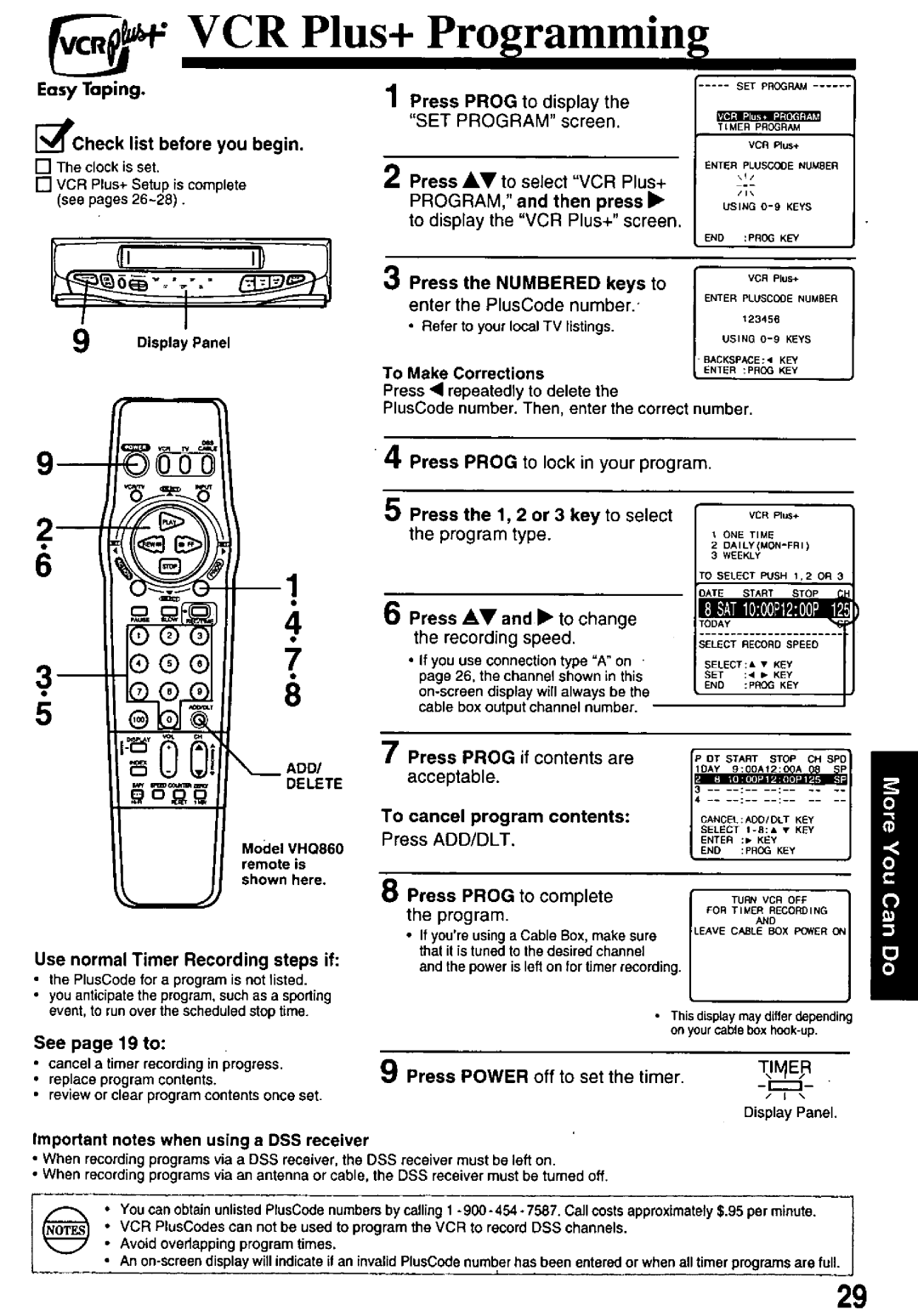 Quasar VHQ860, VHQ840 manual 