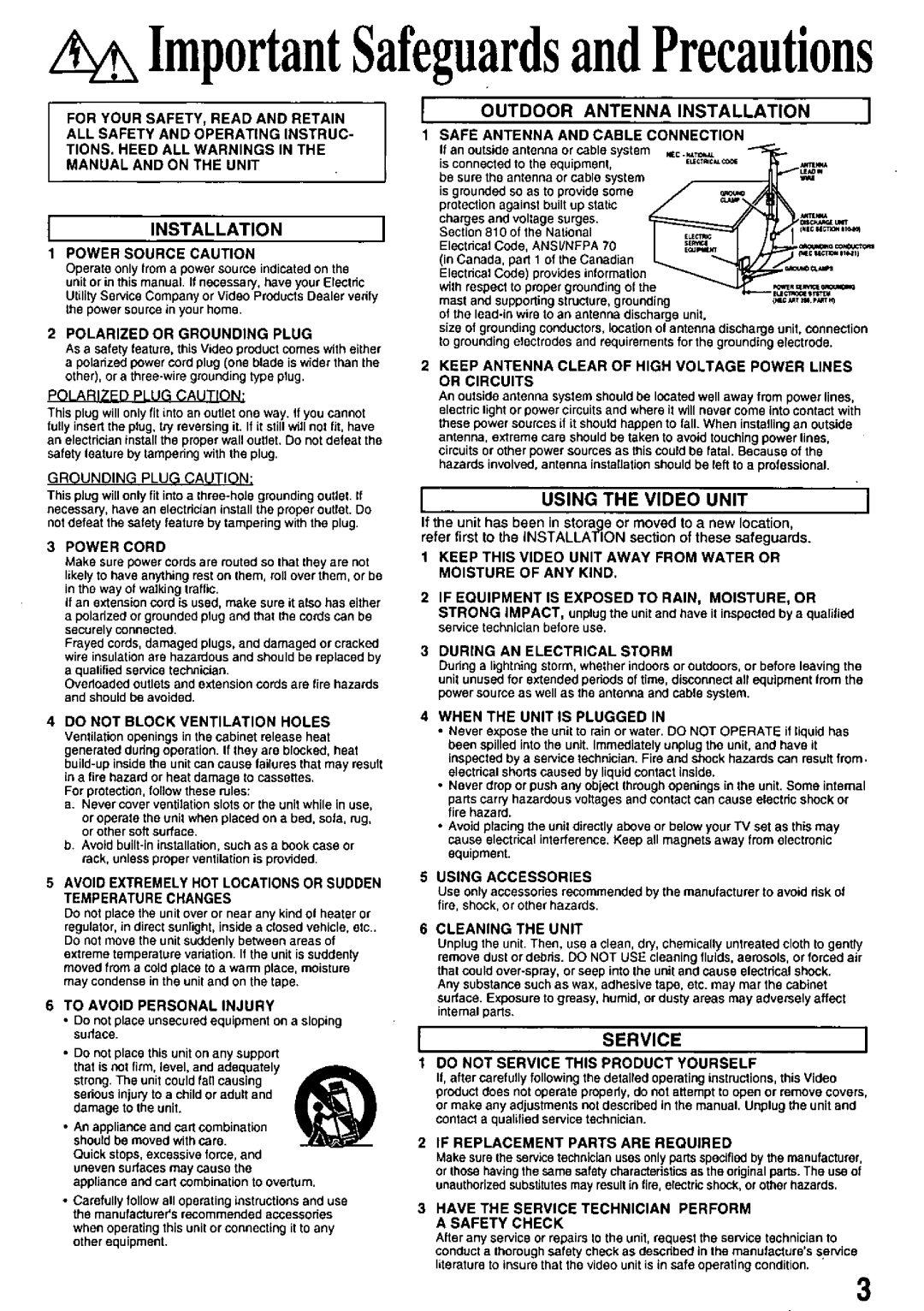 Quasar VHQ860, VHQ840 manual 