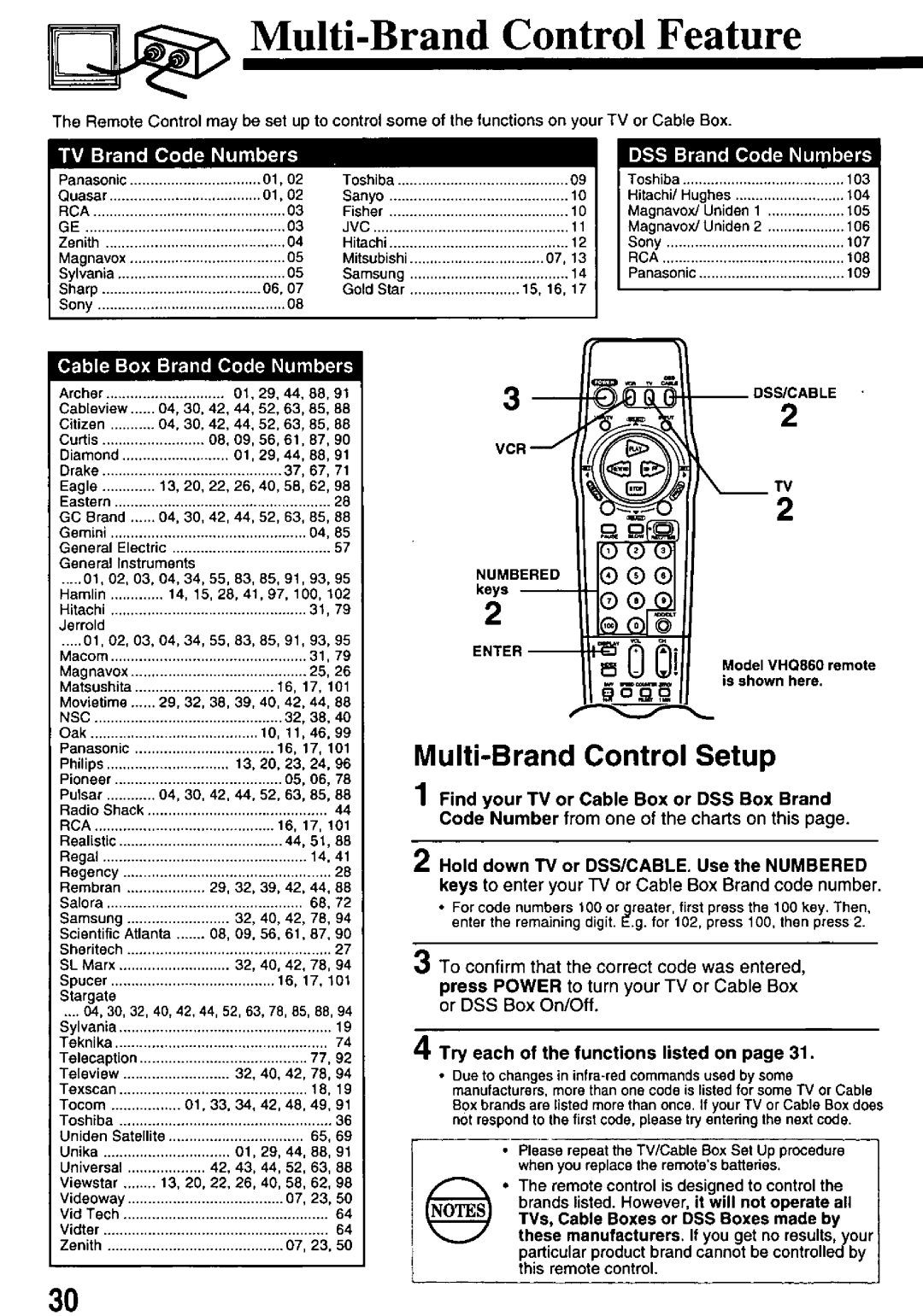 Quasar VHQ840, VHQ860 manual 