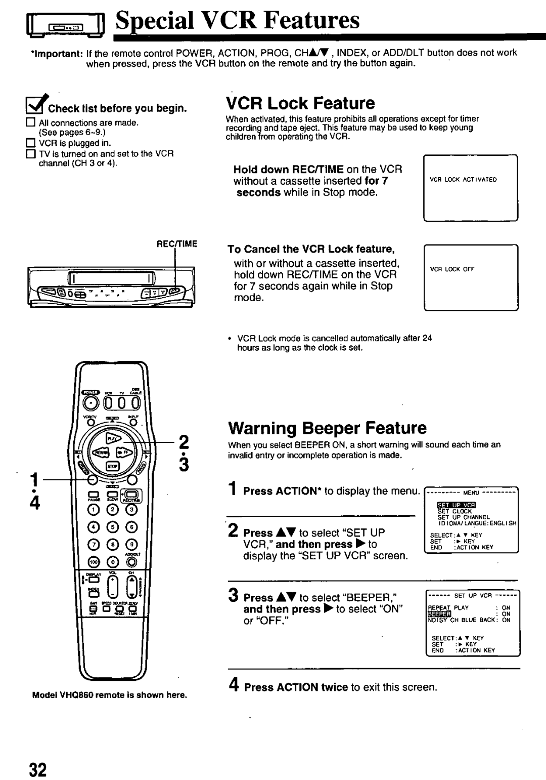 Quasar VHQ840, VHQ860 manual 