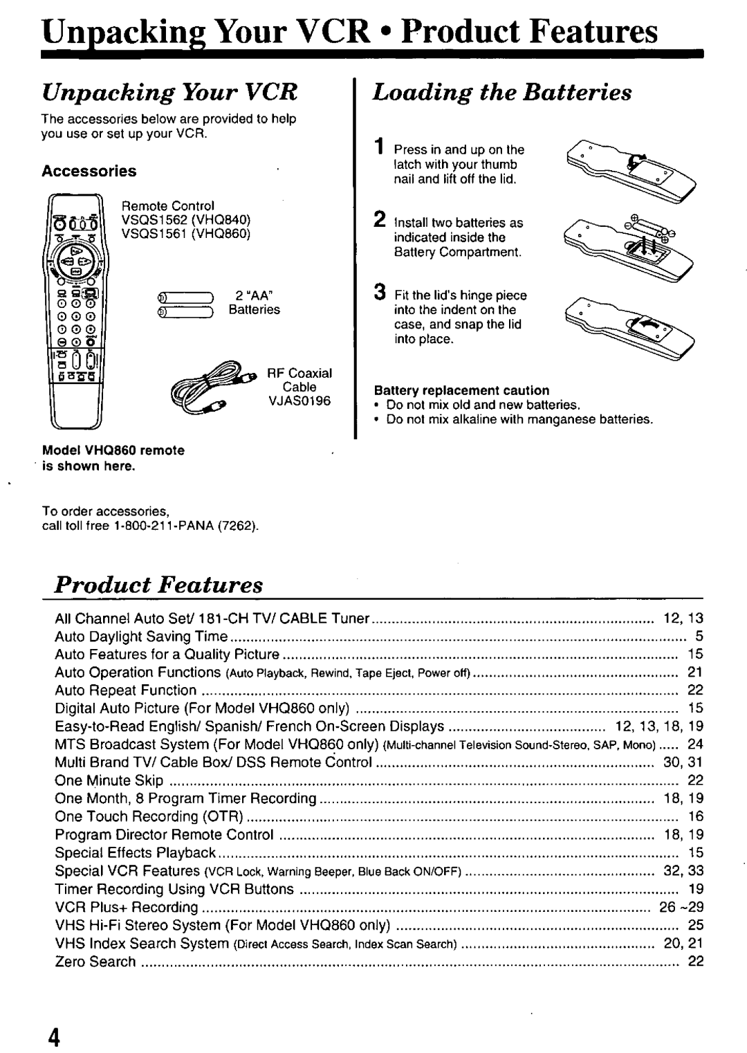 Quasar VHQ840, VHQ860 manual 