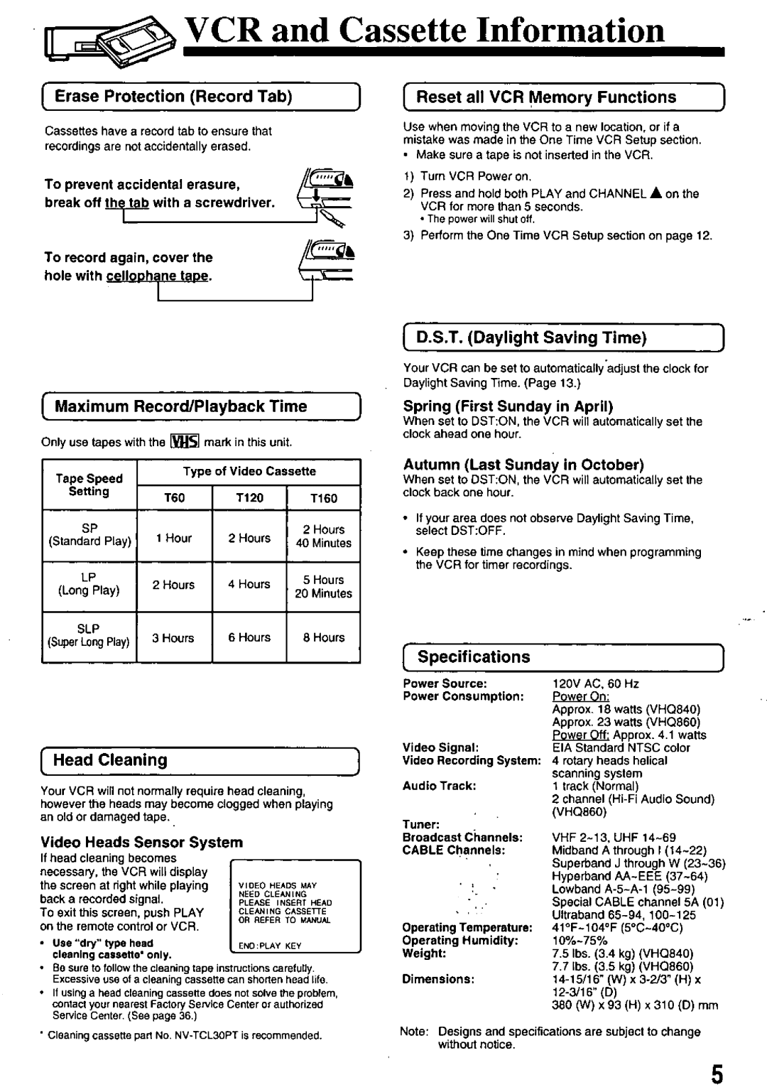 Quasar VHQ860, VHQ840 manual 