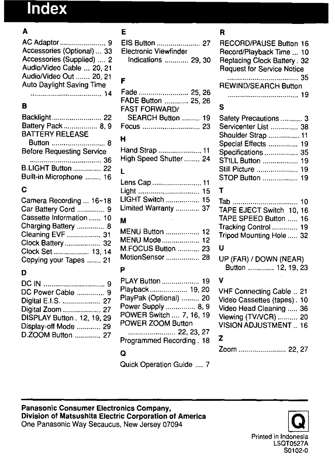 Quasar VM-D52 manual 