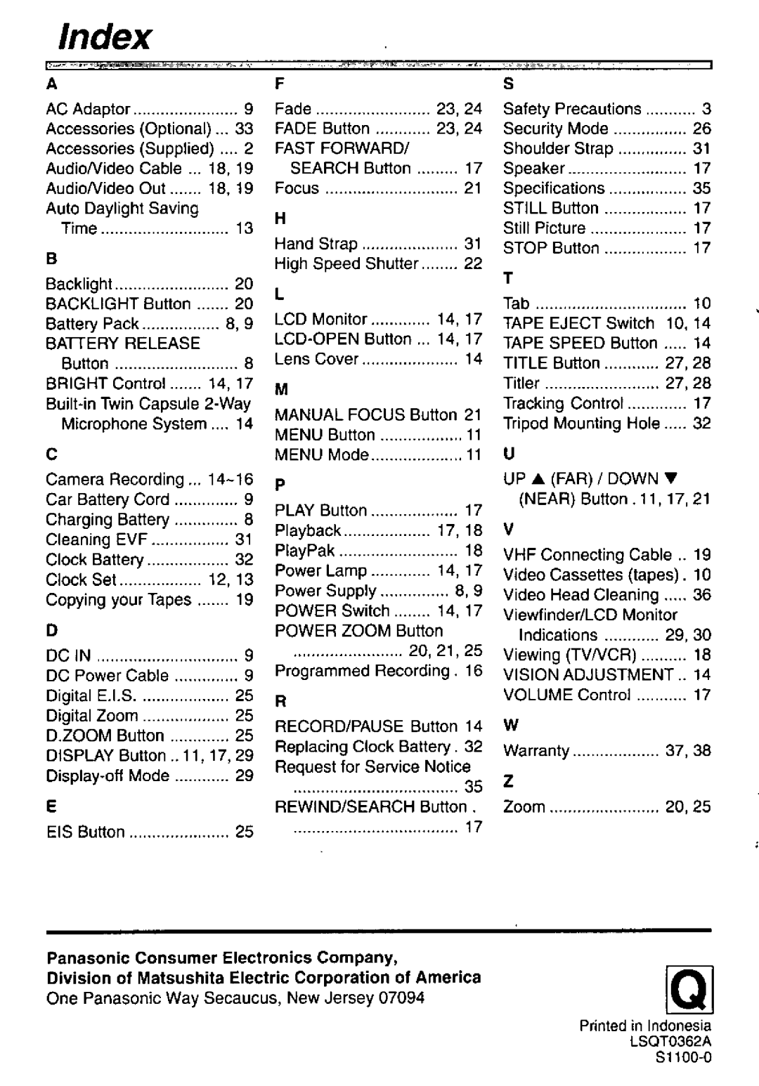 Quasar VM-L451 manual 
