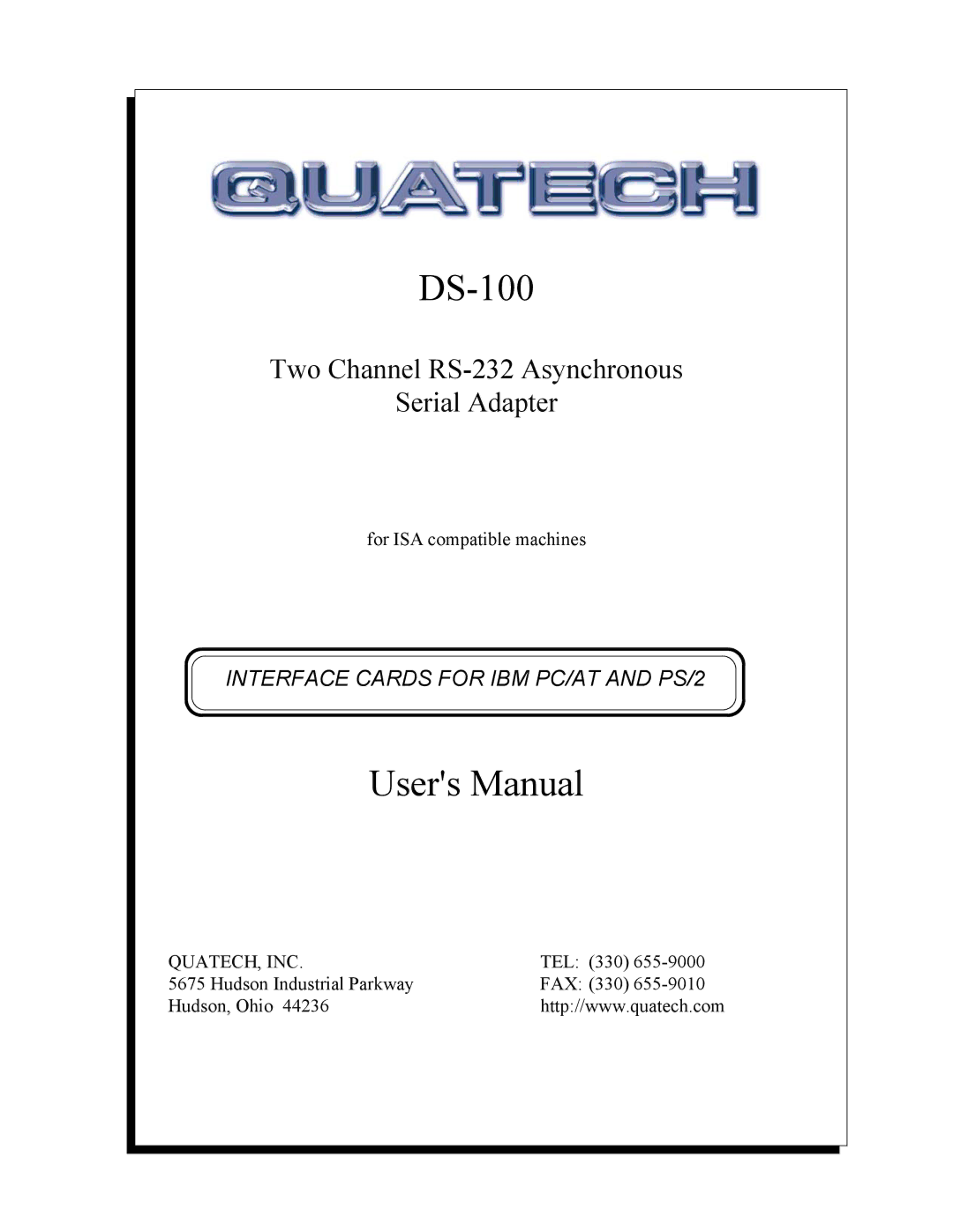 Quatech DS-100 user manual 