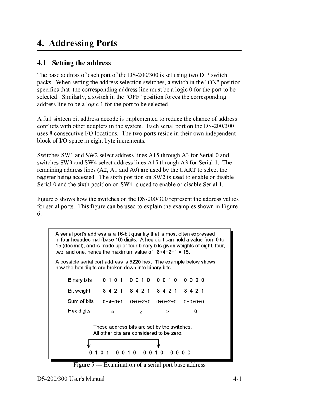 Quatech DS-200/300 user manual Addressing Ports, Setting the address 