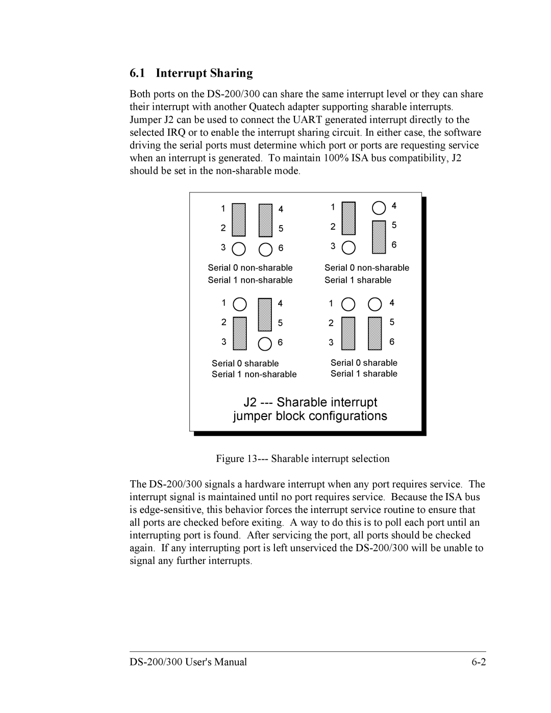 Quatech DS-200/300 user manual Interrupt Sharing 