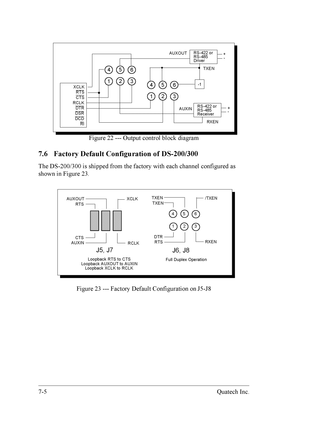 Quatech user manual Factory Default Configuration of DS-200/300, Output control block diagram 