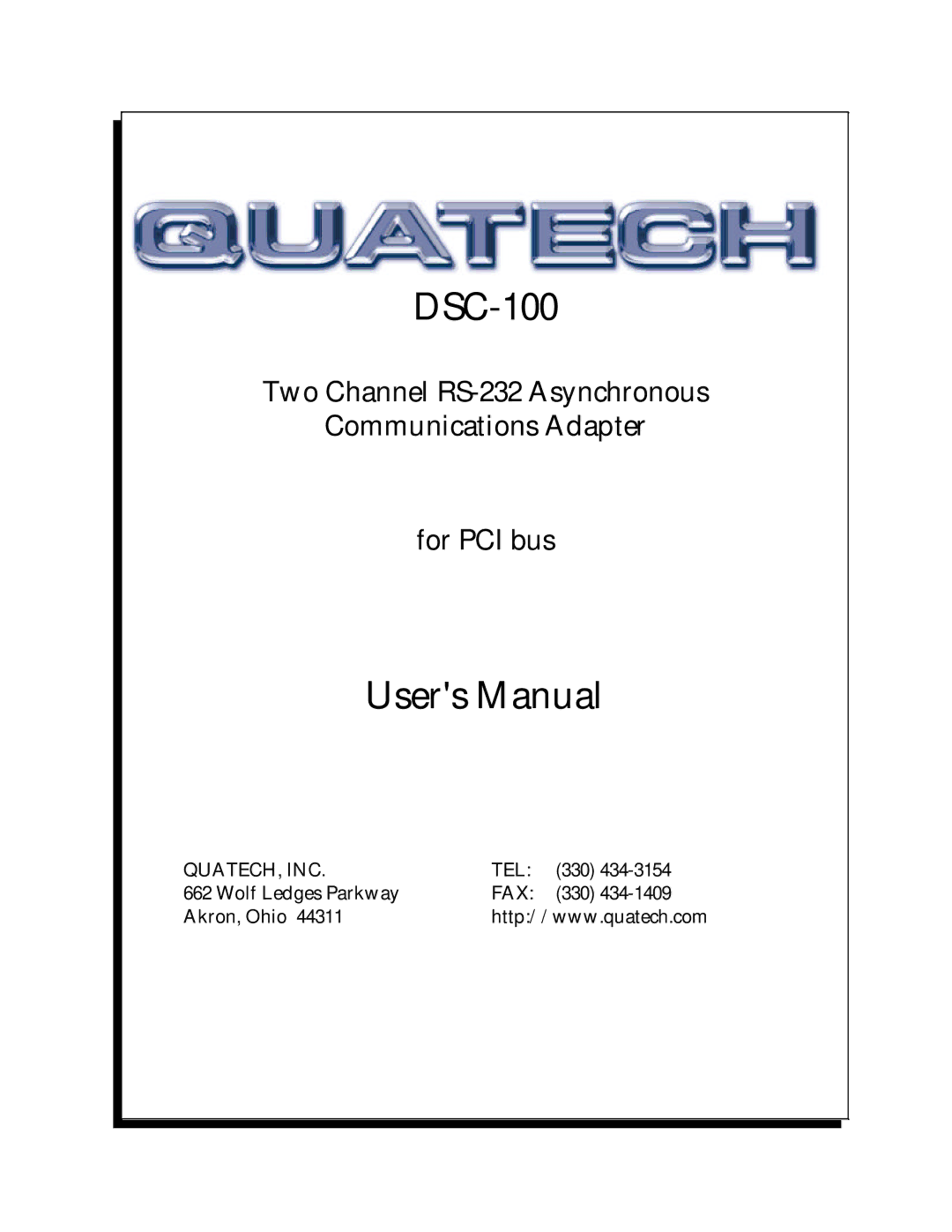 Quatech DSC-100 user manual 