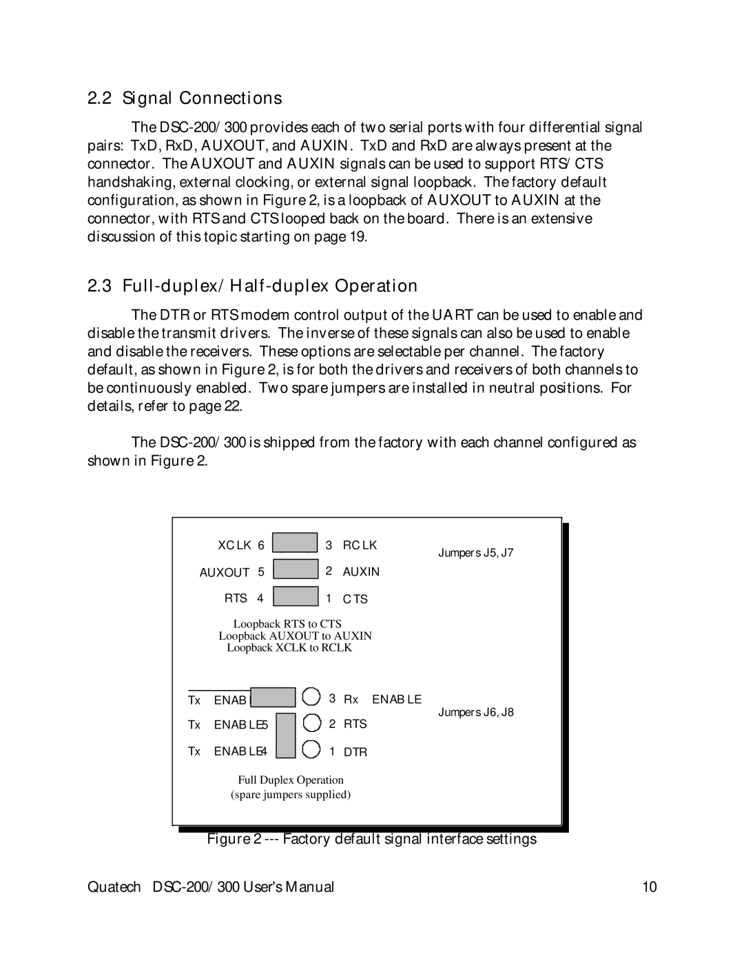 Quatech DSC-200/300 user manual Signal Connections, Full-duplex/Half-duplex Operation 