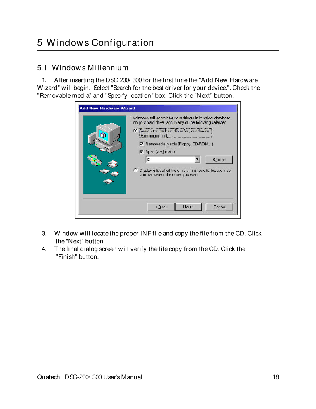 Quatech DSC-200/300 user manual Windows Configuration, Windows Millennium 