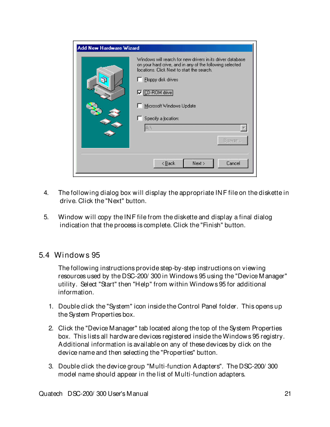 Quatech DSC-200/300 user manual Windows 