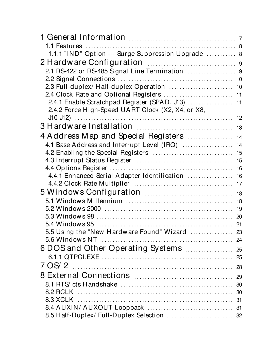 Quatech DSC-200/300 user manual Address Map and Special Registers, RS-422 or RS-485 Signal Line Termination 