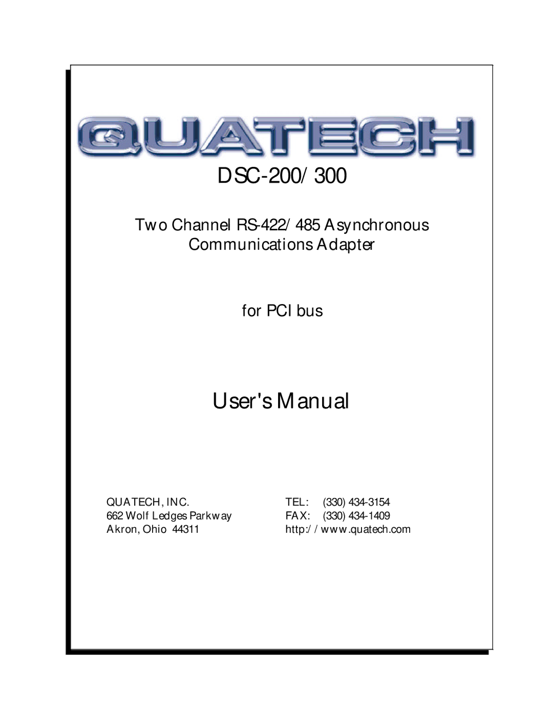 Quatech DSC-300 user manual DSC-200/300 