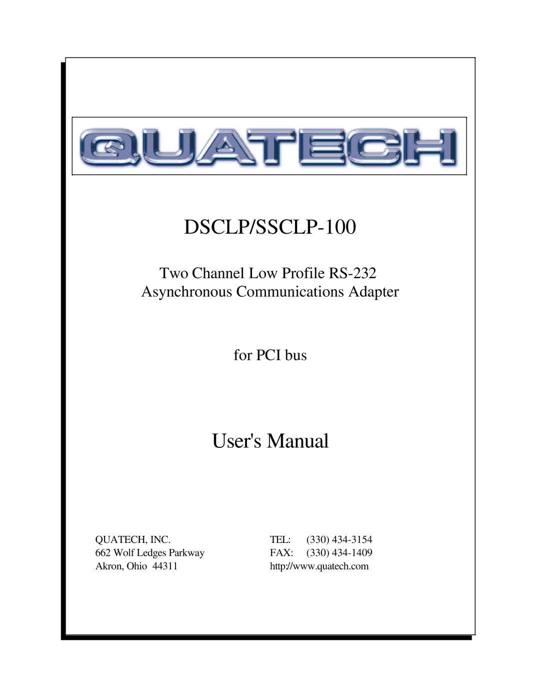 Quatech DSCLP-100 user manual DSCLP/SSCLP-100 