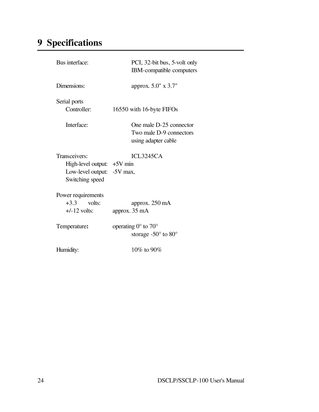 Quatech DSCLP-100 user manual Specifications, ICL3245CA 