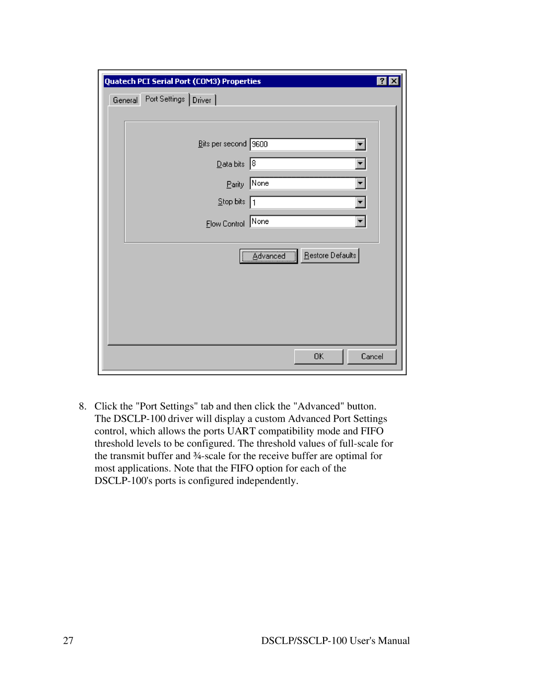 Quatech DSCLP/SSCLP-100 user manual 