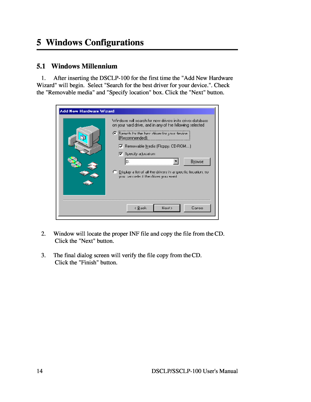 Quatech DSCLP/SSCLP-100 user manual Windows Configurations, Windows Millennium 