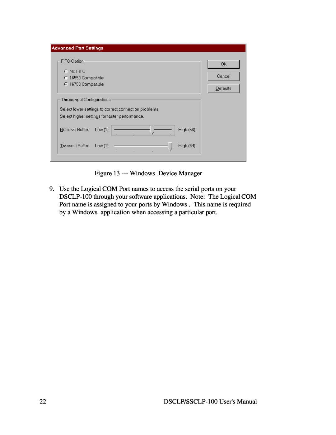Quatech user manual Windows Device Manager, DSCLP/SSCLP-100 Users Manual 