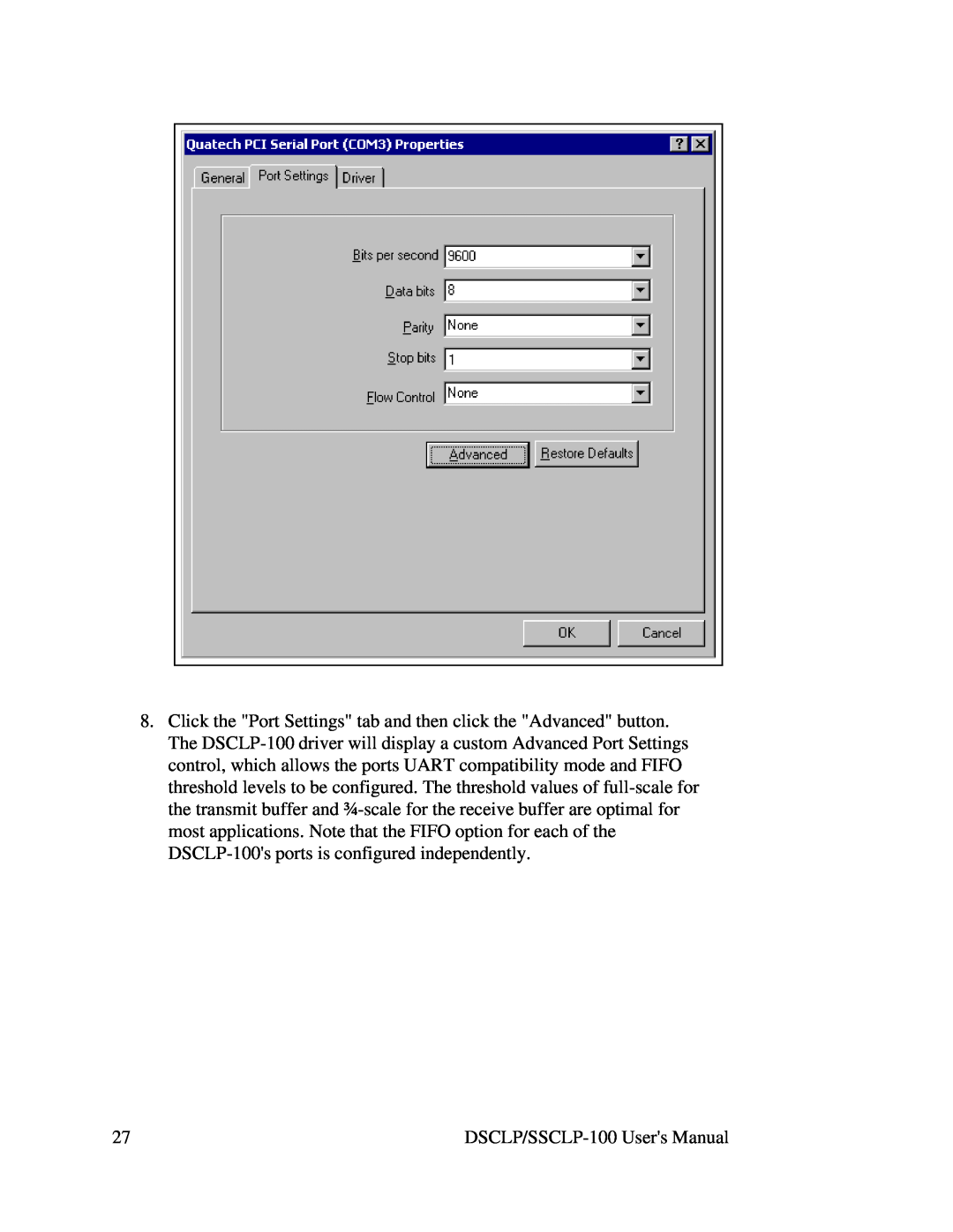 Quatech user manual DSCLP/SSCLP-100 Users Manual 