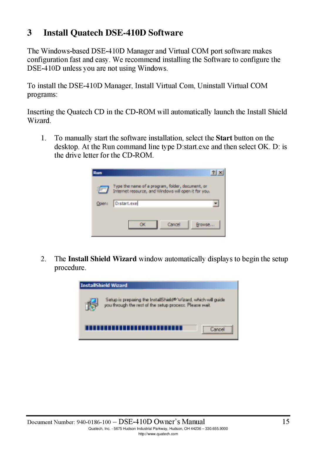 Quatech manual Install Quatech DSE-410D Software 