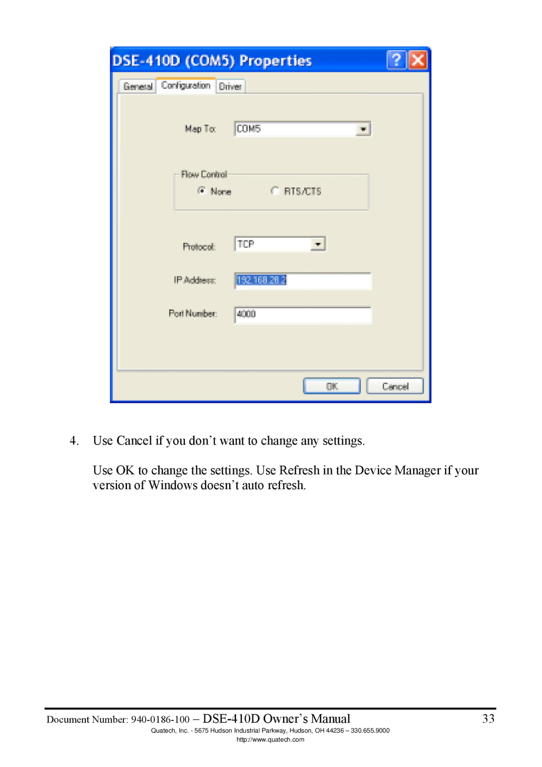 Quatech DSE-410D manual 