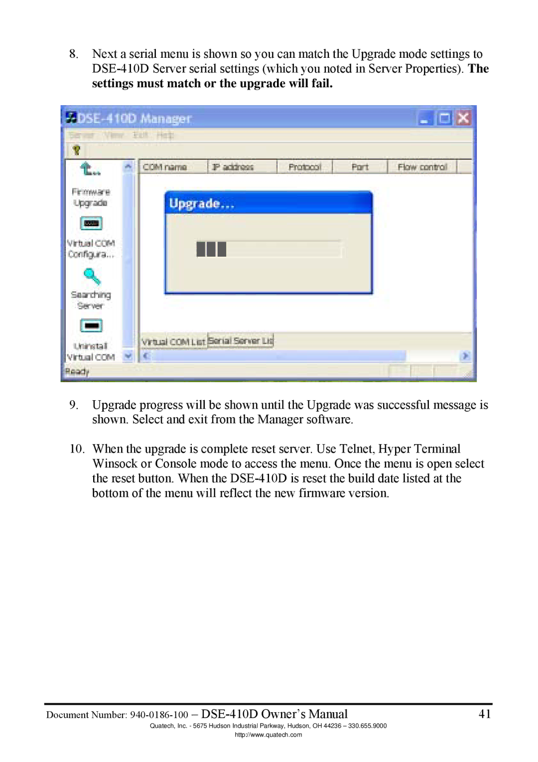 Quatech DSE-410D manual 