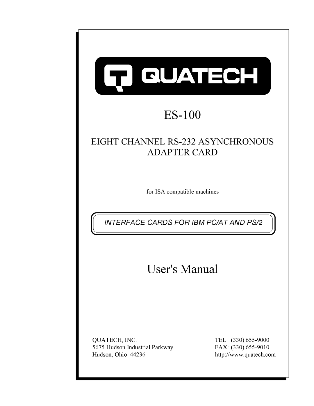 Quatech ES-100 user manual 