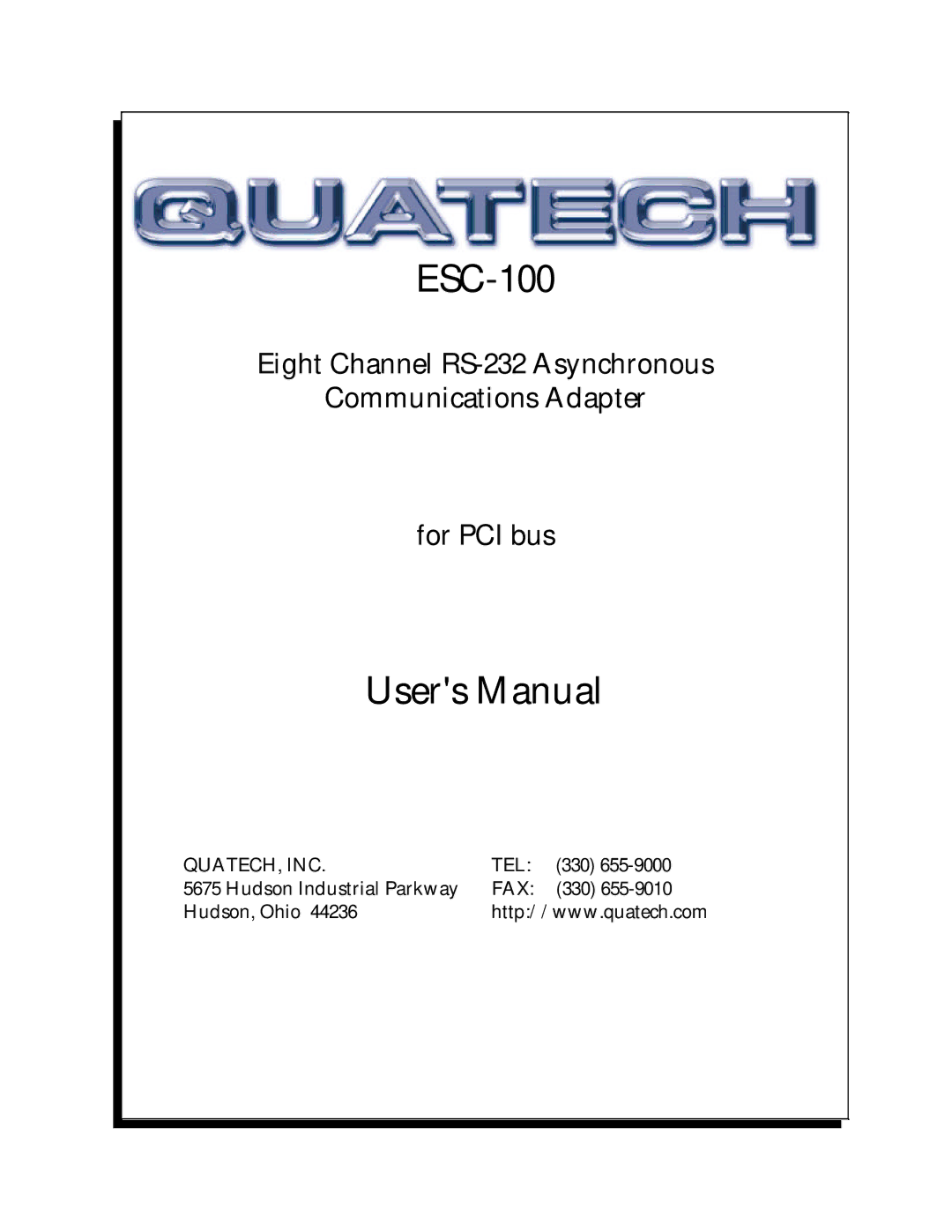 Quatech ESC-100 user manual 