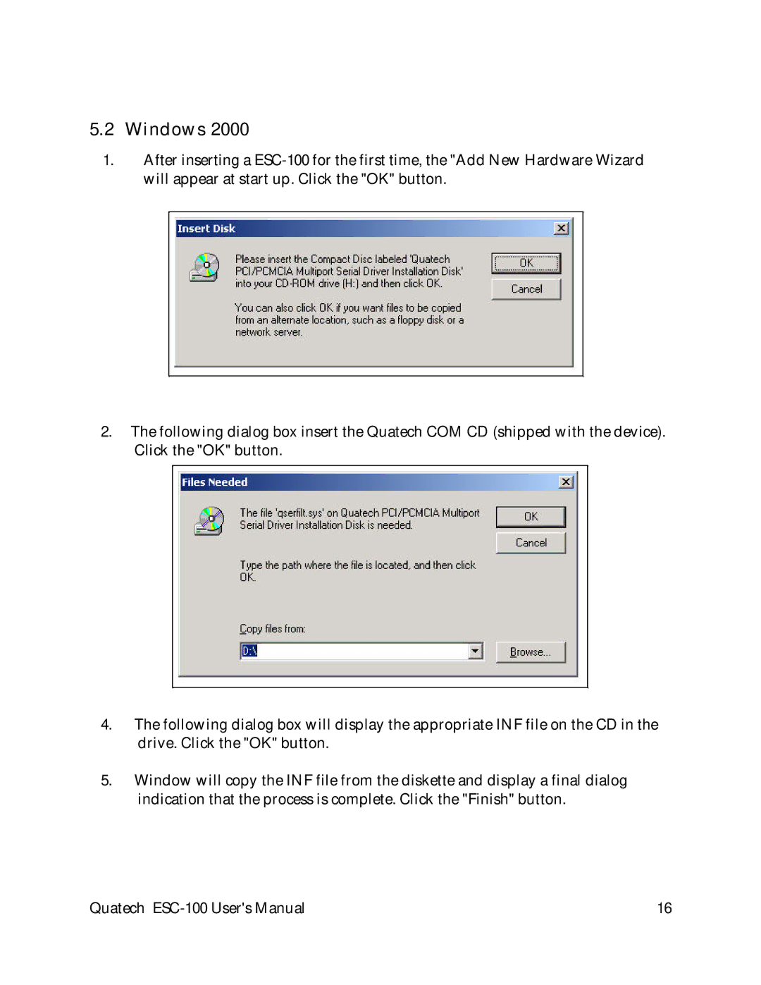 Quatech ESC-100 user manual Windows 