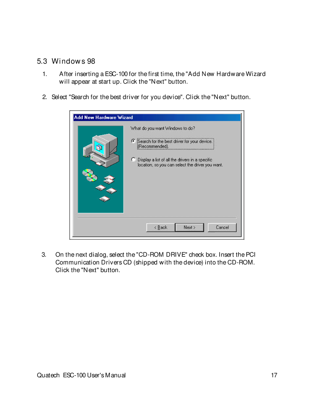 Quatech ESC-100 user manual Windows 