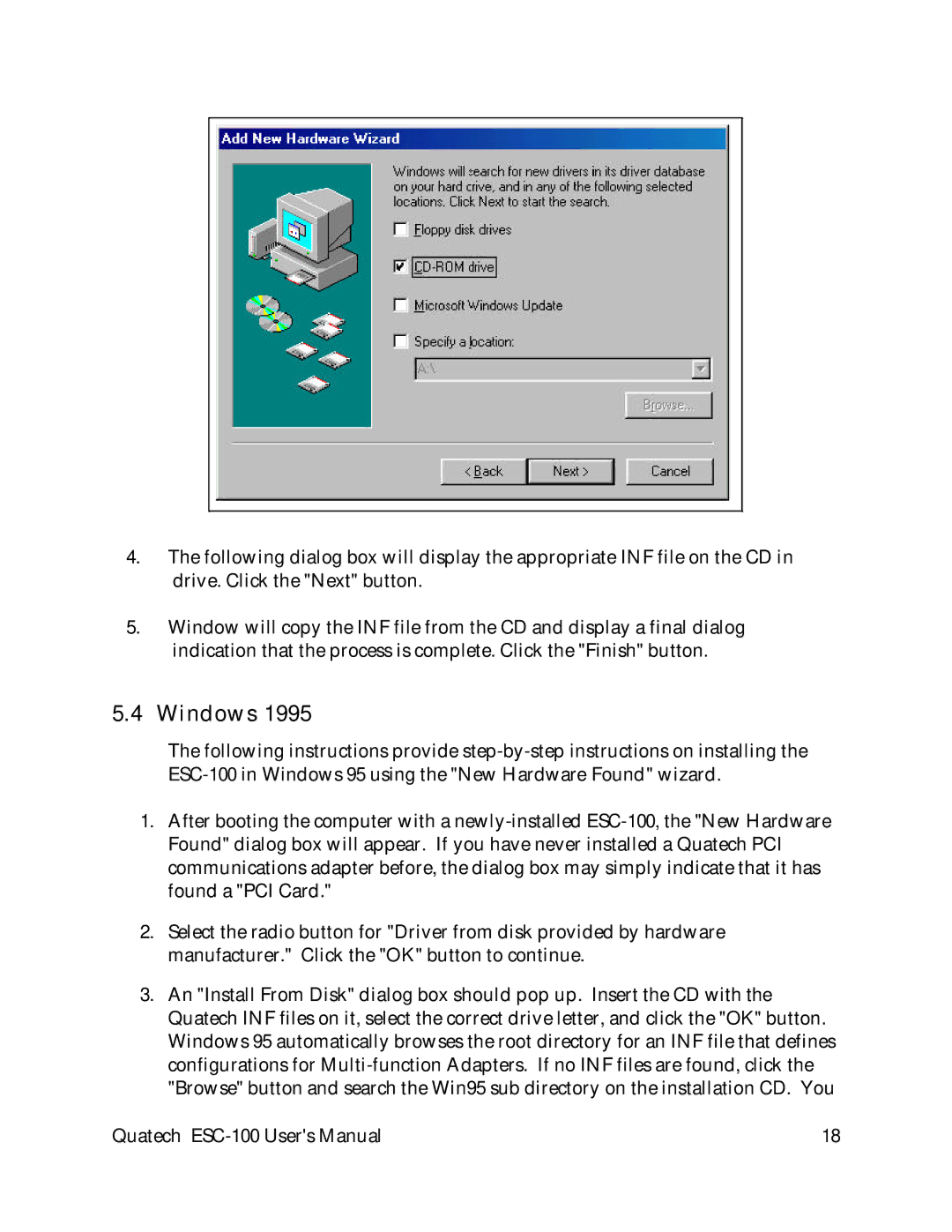 Quatech ESC-100 user manual Windows 