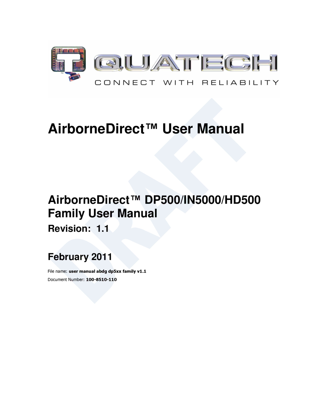 Quatech DP500, IN5000, HD500 user manual Revision February 