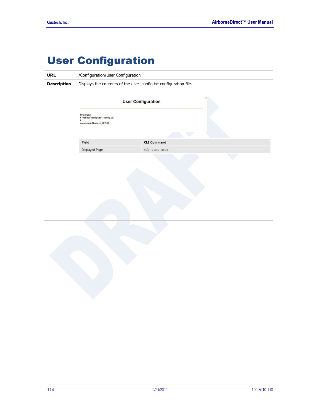 Quatech IN5000, DP500, HD500 user manual User Configuration 