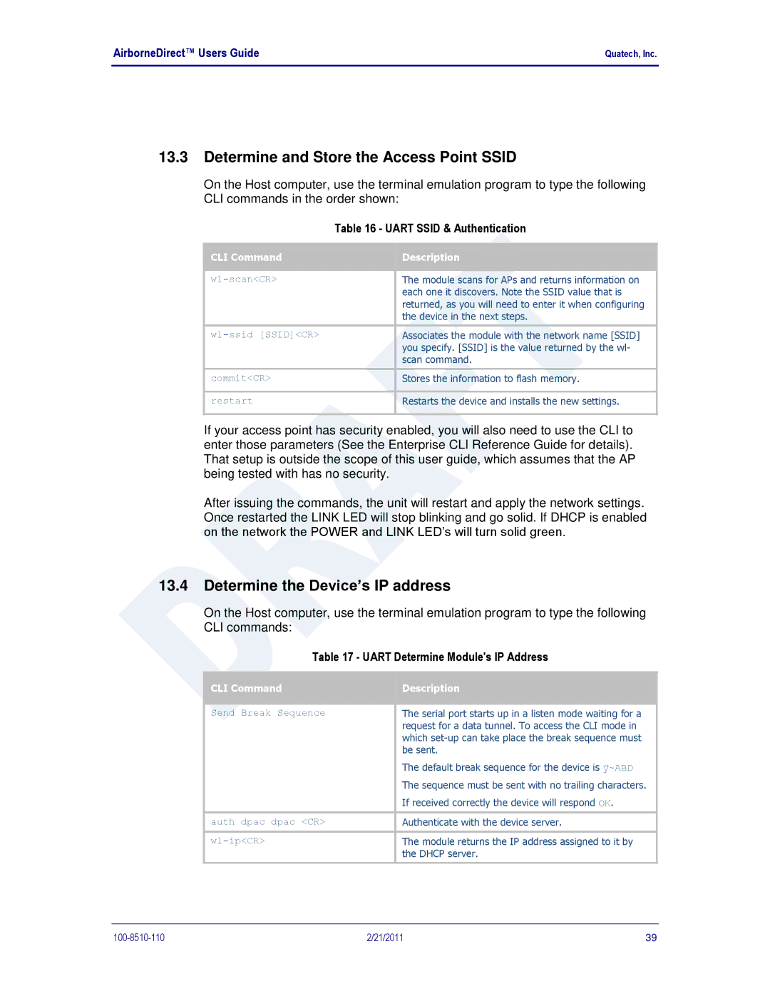 Quatech IN5000, DP500, HD500 user manual Determine and Store the Access Point Ssid, Determine the Device’s IP address 